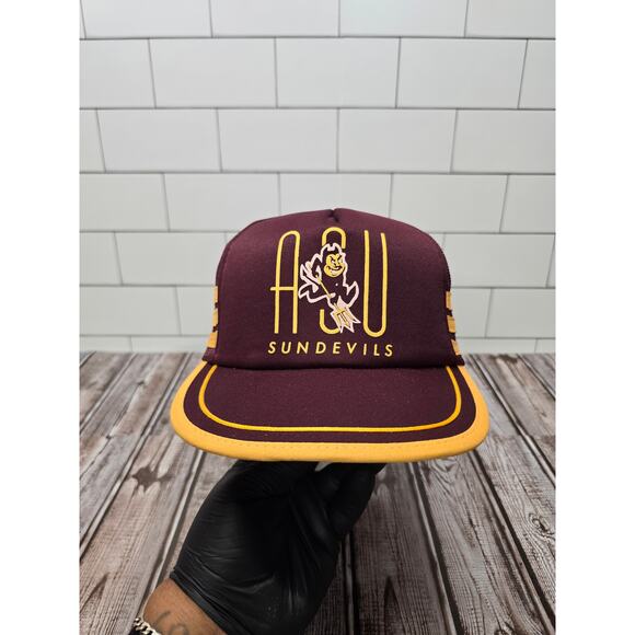 Hazelwood Arizona State University Vintage 3 Stripe Adjustable Trucker Snapback - Picture 1 of 8